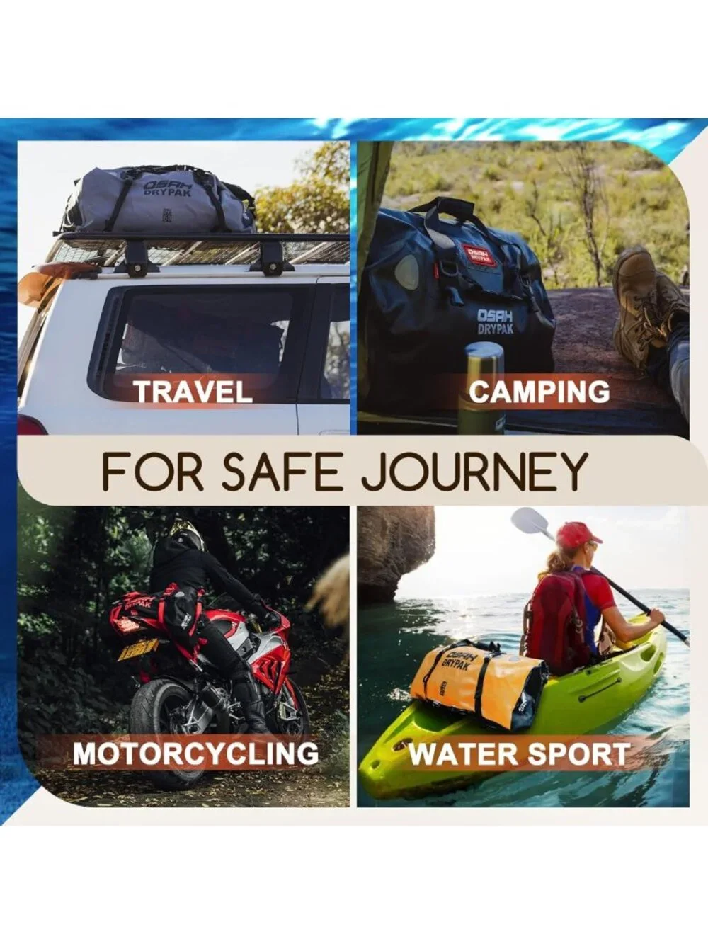 Waterproof Duffel Bag for Camping, Kayaking & Travel - Large Storage, Mesh